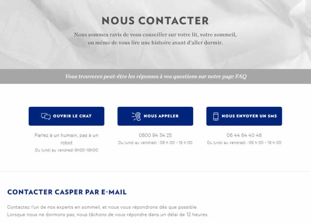 contacter le service client casper